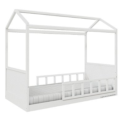 Cama Casinha Link - Com 2 Meias Grades Palitadas - Branco