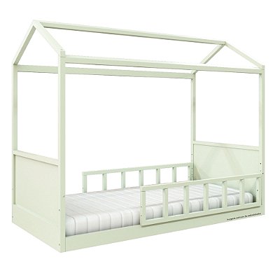 Cama Casinha Link - Com 2 Meias Grades Palitadas - Verde Old