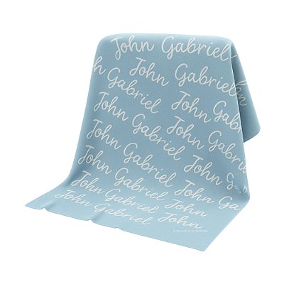 Manta Personalizada Com Nome - Tricot - Azul Pó