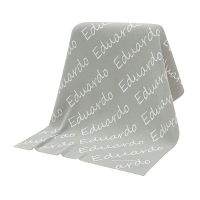 Manta Personalizada Com Nome - Tricot - Cinza Steal