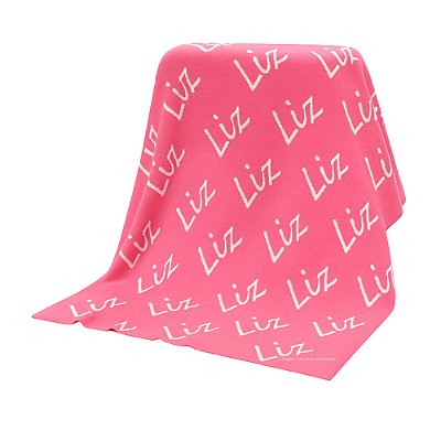 Manta Personalizada Com Nome - Tricot - Rosa Candy