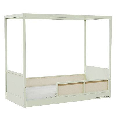 Cama Link Com Dossel - Com 1 Grade E Meia Em Palha Natural - Verde Old