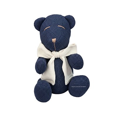 Urso Tricot - Tamanho M - Azul Marinho Indigo Blue / Off White Natural - Personalizado