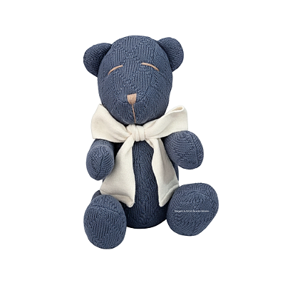 Urso Tricot - Tamanho M - Azul Tirreno / Off White Natural - Personalizado