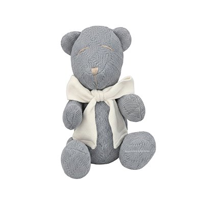 Urso Tricot - Tamanho M - Cinza Steal / Off White Natural - Personalizado