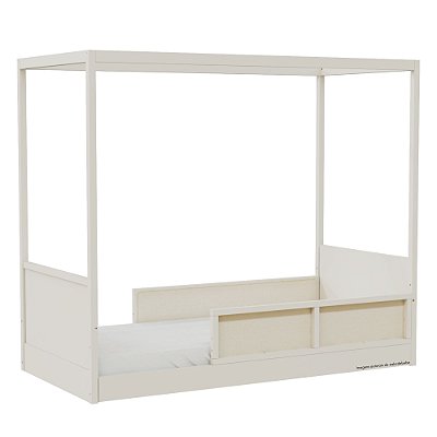 Cama Link Com Dossel - Com 2 Meias Grades Em Palha Natural - Areia