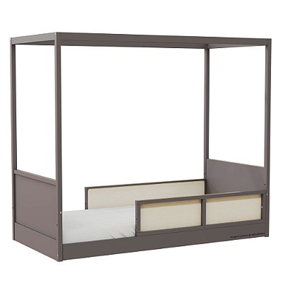 Cama Link Com Dossel - Com 2 Meias Grades Em Palha Natural - Fendi