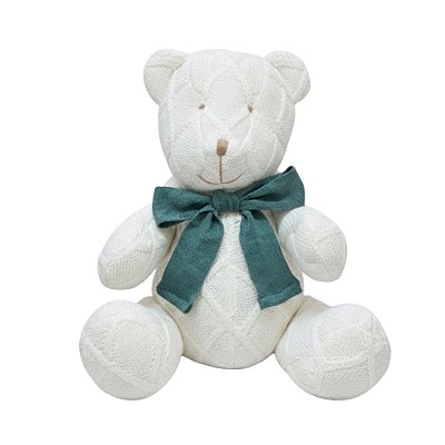 Urso Tricot - Tamanho M - Off White Natural / Verde Senécio - Personalizado