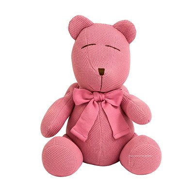 Urso Tricot - Tamanho M - Rosa Candy - Personalizado