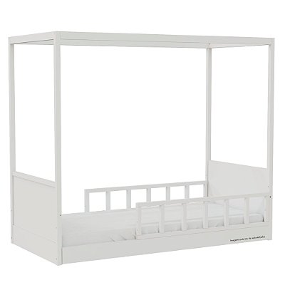 Cama Link Com Dossel - Com 2 Meias Grades Palitadas - Branco