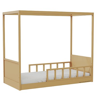 Cama Link Com Dossel - Com 2 Meias Grades Palitadas - Capuccino