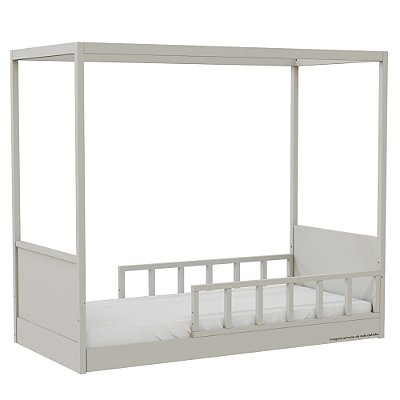 Cama Link Com Dossel - Com 2 Meias Grades Palitadas - Cinza