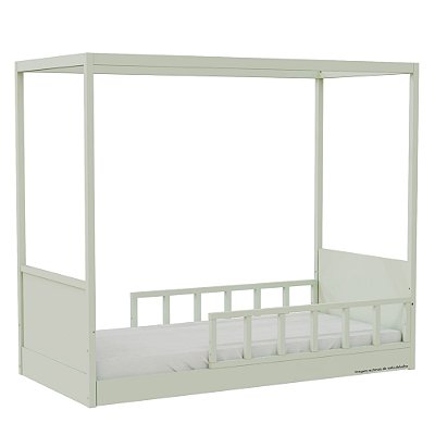 Cama Link Com Dossel - Com 2 Meias Grades Palitadas - Verde Old
