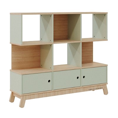 Estante Organizadora Papaya - Carvalho / Verde Old