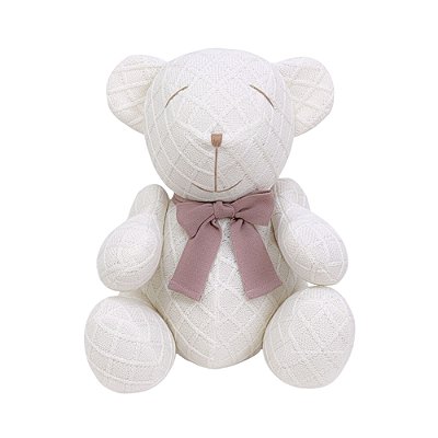 Urso Tricot - Tamanho M - Off White Natural / Rose Tan - Personalizado