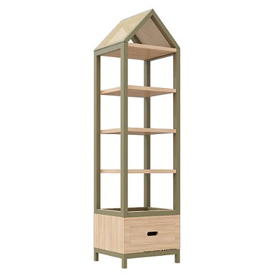 Estante Tupi 50 - Com Telhado - Carvalho / Cacto