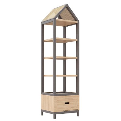 Estante Tupi 50 - Com Telhado - Carvalho / Fendi