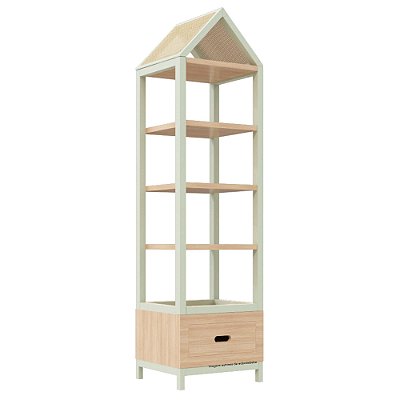 Estante Tupi 50 - Com Telhado - Carvalho / Verde Old