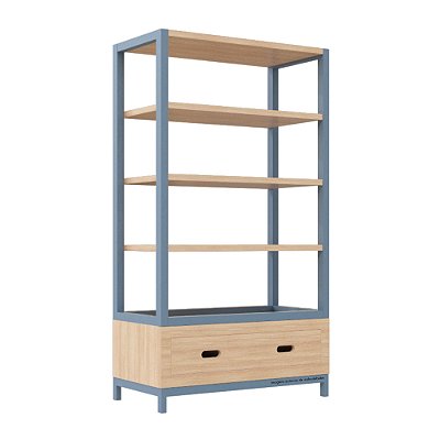 Estante Tupi 90 - Carvalho / Azul Sereno