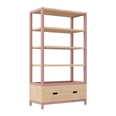 Estante Tupi 90 - Carvalho / Rose