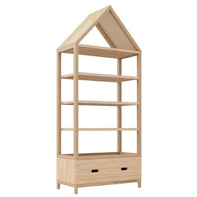 Estante Tupi 90 - Com Telhado - Carvalho / Capuccino