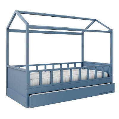 Cama Link Plus Palitada - Com Casinha - Completa - Azul Sereno