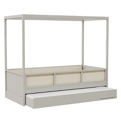 Cama Link Plus Palha Natural - Com Dossel - Completa - Cinza