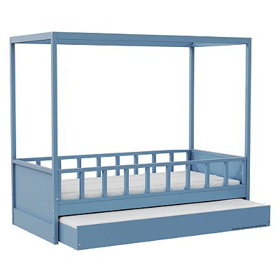 Cama Link Plus Palitada - Com Dossel - Completa - Azul Sereno