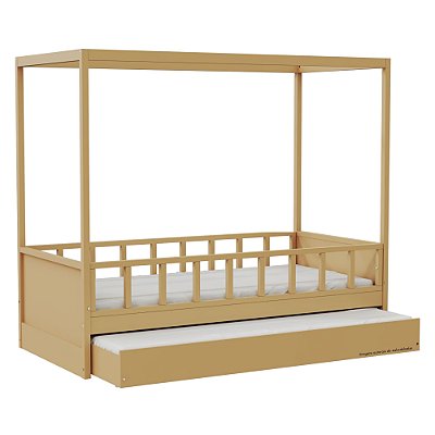 Cama Link Plus Palitada - Com Dossel - Completa - Capuccino