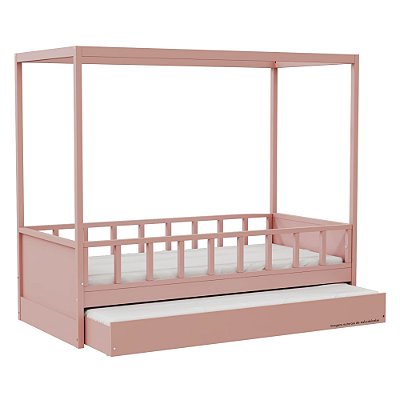 Cama Link Plus Palitada - Com Dossel - Completa - Rose