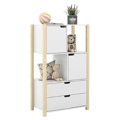 Armário Organizador Kids Liv - Branco Soft / Natural - 71153