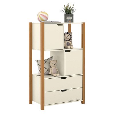 Armário Organizador Kids Liv - Off White / Freijó - 71158