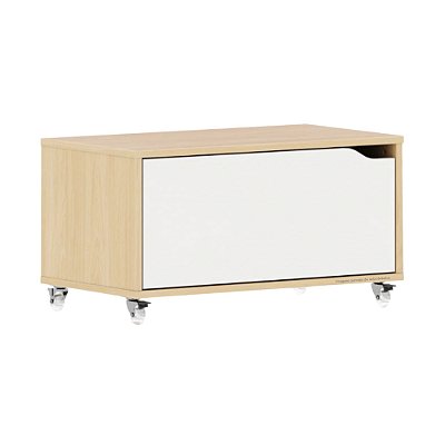 Baú Com Gaveta - Branco Com Carvalho