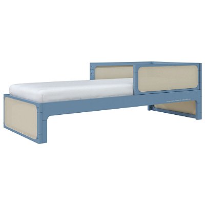 Cama Infantil Skandi - Com Cabeceira E 2 Grades - Azul Sereno