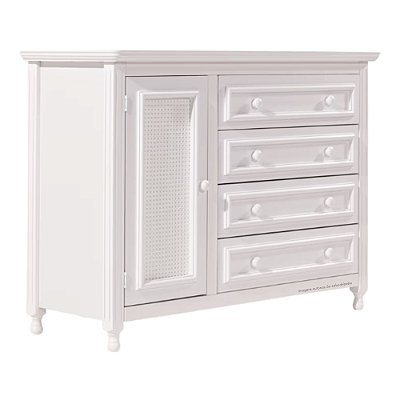 Cômoda Feliz - 4 Gavetas E 1 Porta Com Tela Trançada - Branco