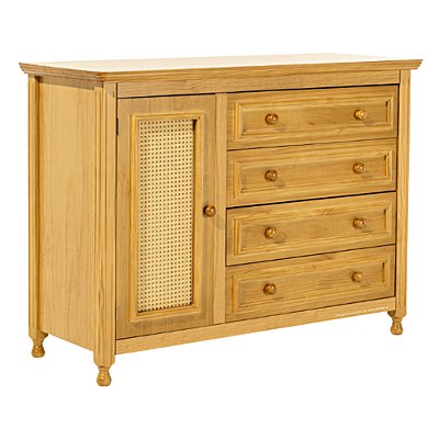 Cômoda Feliz - 4 Gavetas E 1 Porta Com Tela Trançada - Mel