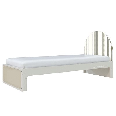 Cama Skandi Com Cabeceira Estofada - Sarja Cacto / Areia