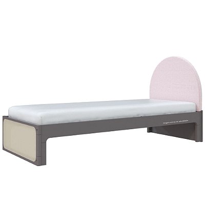 Cama Skandi Com Cabeceira Estofada - Sarja Rose / Fendi