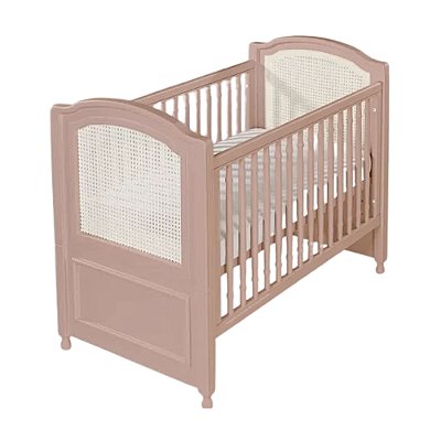 Berço Feliz 2 Em 1 - Rosa Soft Com Palha Branca