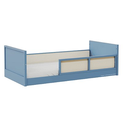 Cama Infantil Link - Com 1 Grade E Meia Em Palha Natural - Azul Sereno