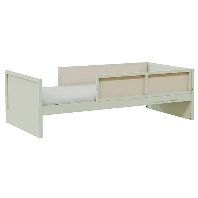 Cama Infantil Link - Com 2 Meias Grades Em Palha Natural - Verde Old