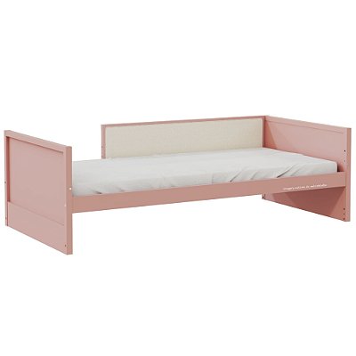 Cama Infantil Link - Com Meia Grade Em Palha Natural - Rose