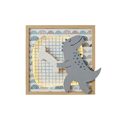 Quadro Infantil Decorativo Com Luz Dino Com Osso - Dinos - 94502
