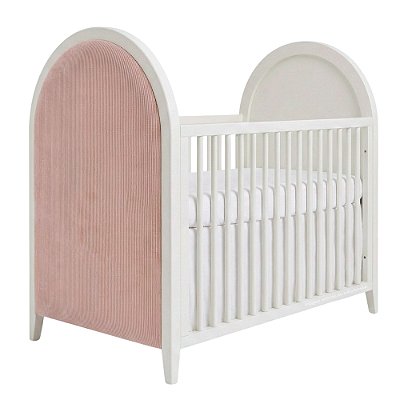 Berço Luna Soft - Branco / Soft Veludo Cotelê Rosê