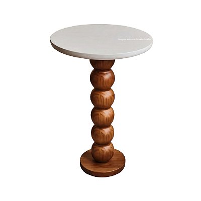 Mesa Dot - Pés Mel Com Tampo Madeira