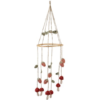 Móbile Amigurumi Decorativo Artesanal Cogumelos E Morangos - Fadinhas - 103110