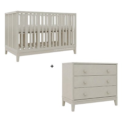 Conjunto Berço + Cômoda Fio Plus - Areia