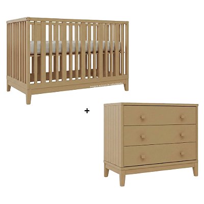 Conjunto Berço + Cômoda Fio Plus - Capuccino