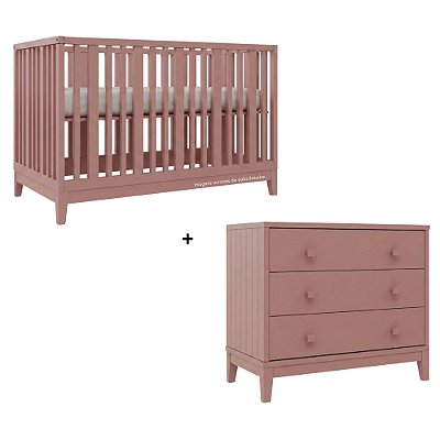 Conjunto Berço + Cômoda Fio Plus - Rose