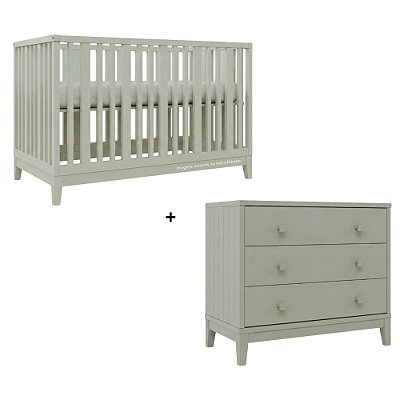 Conjunto Berço + Cômoda Fio Plus - Verde Old